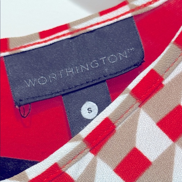 Worthington orange and White Patterned tank top Blouse - Picture 2 of 4